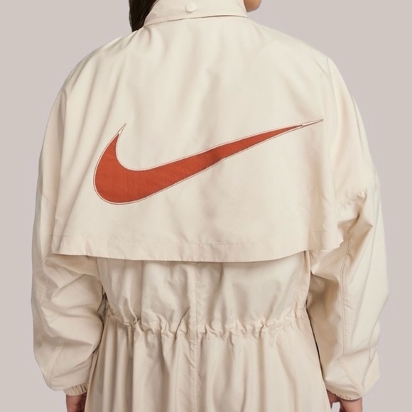 NEW Nike Beige Long Trench Coat with Orange Swoosh - Picture 10 of 16
